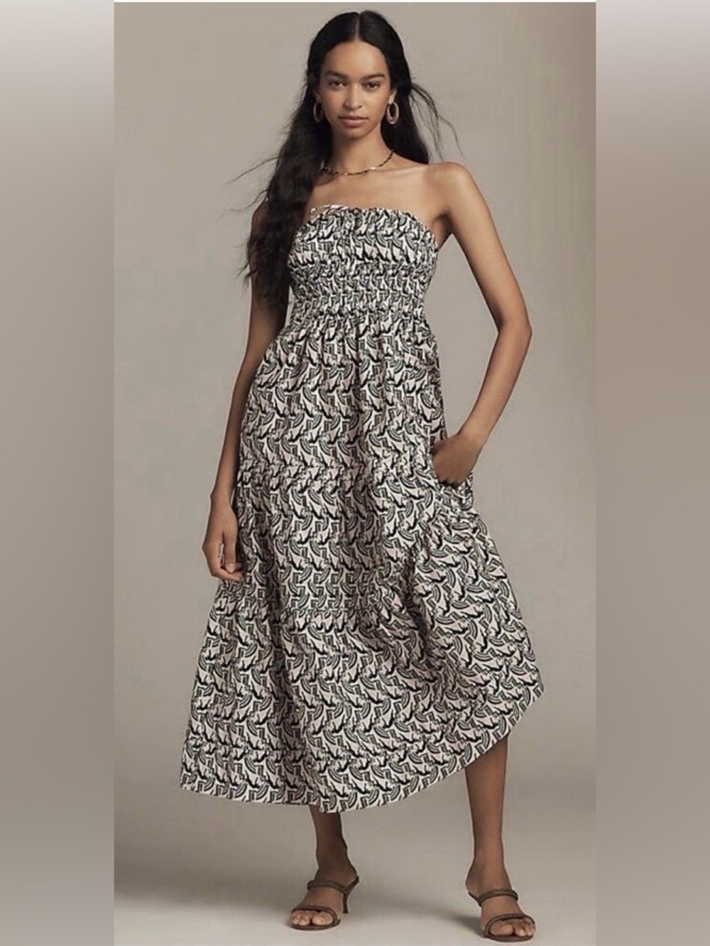 NWT Size L -Somerset Strapless Maxi Dress 100% Cotton Vacay Preppy Boho (US$168)